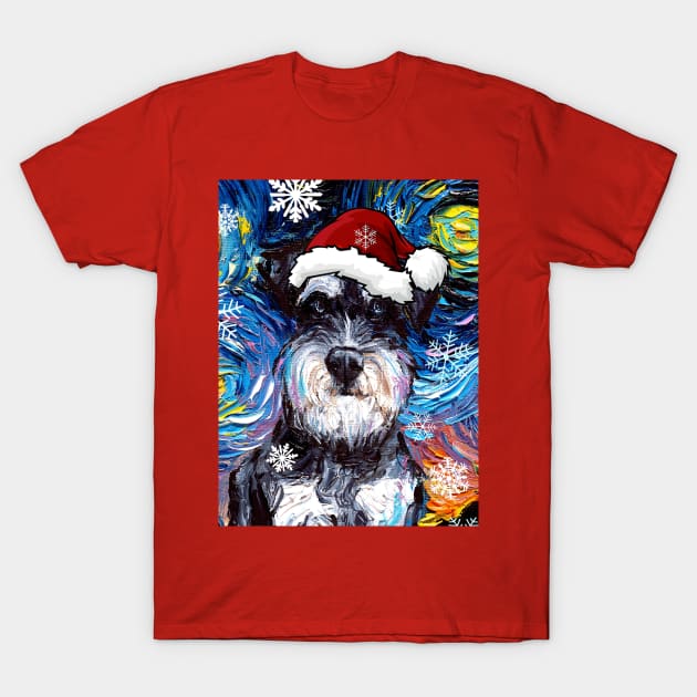 Miniature Schnauzer Santa T-Shirt by sagittariusgallery